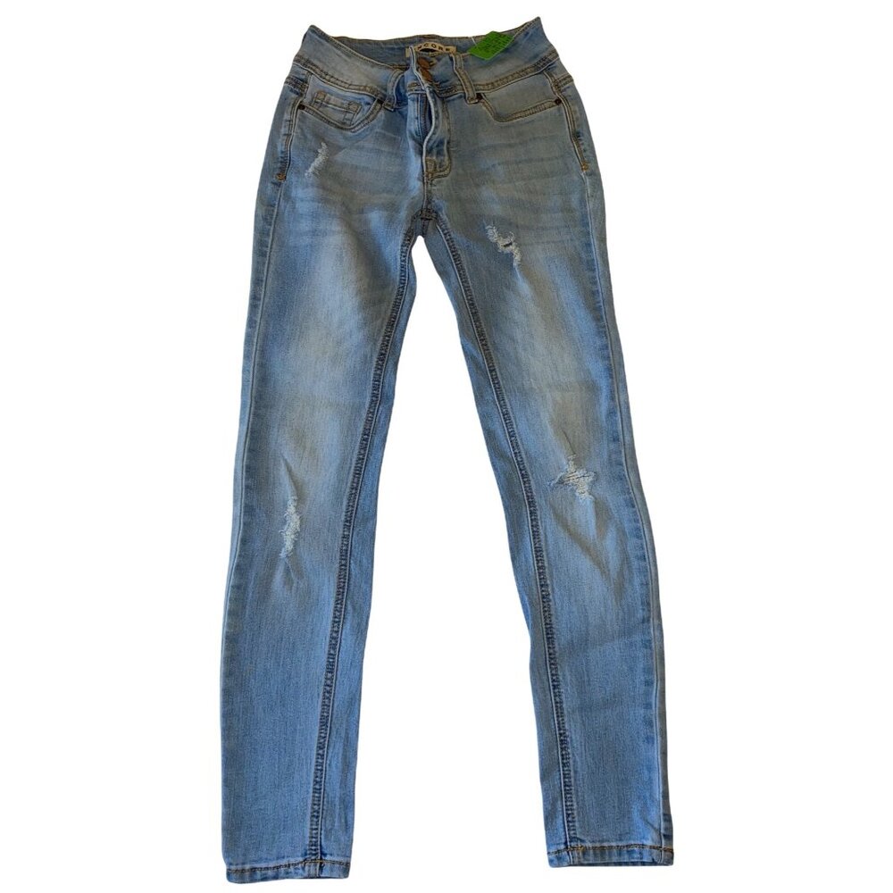 Encore Womens Distressed Light Wash Denim Jeans Size 0